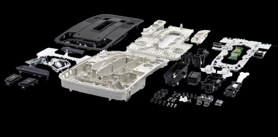 Conventional electronics assembly of many separate parts