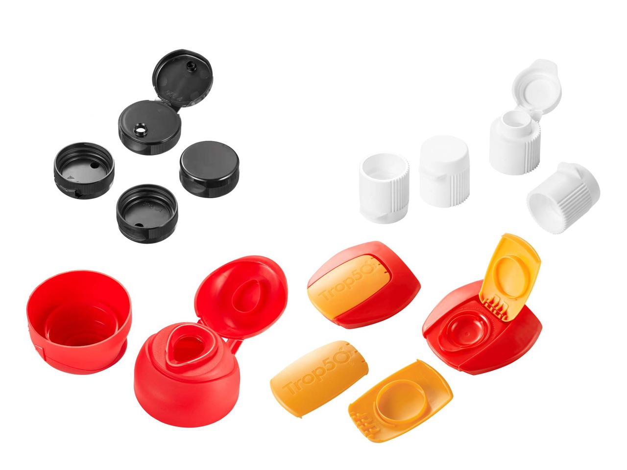 Molded caps, closures and packaging components